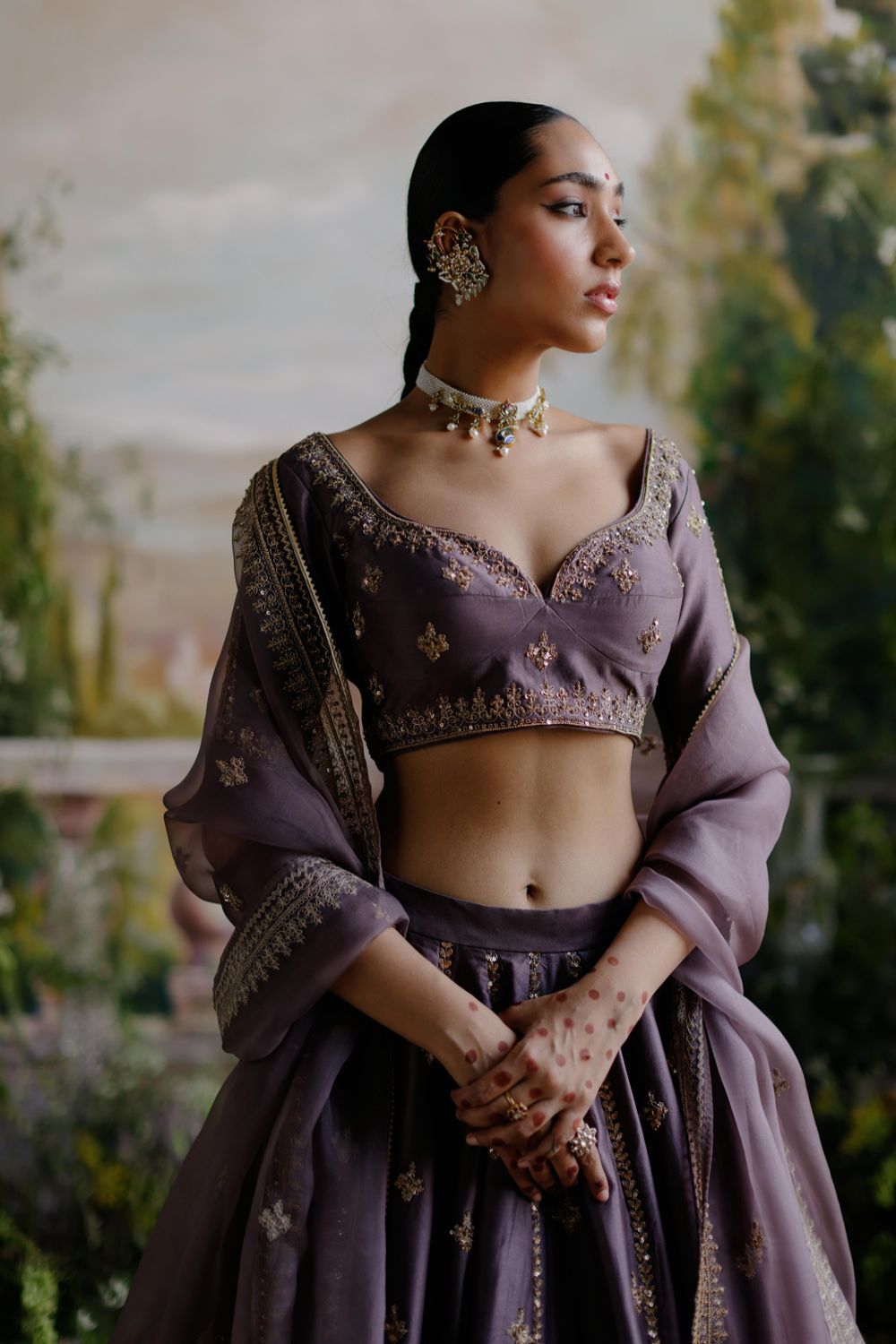 Antique Violet Lehenga Set - Auraya Fashion 