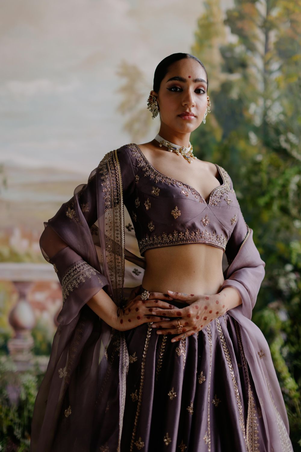 Antique Violet Lehenga Set - Auraya Fashion 