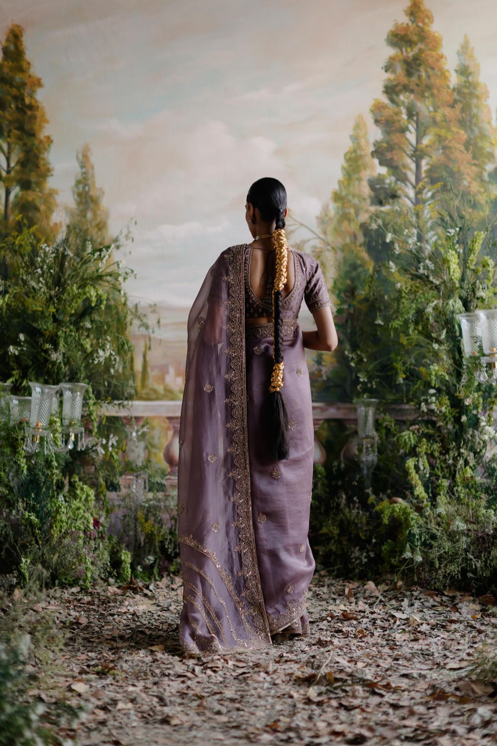 Antique Violet Saree Set - Auraya Fashion 