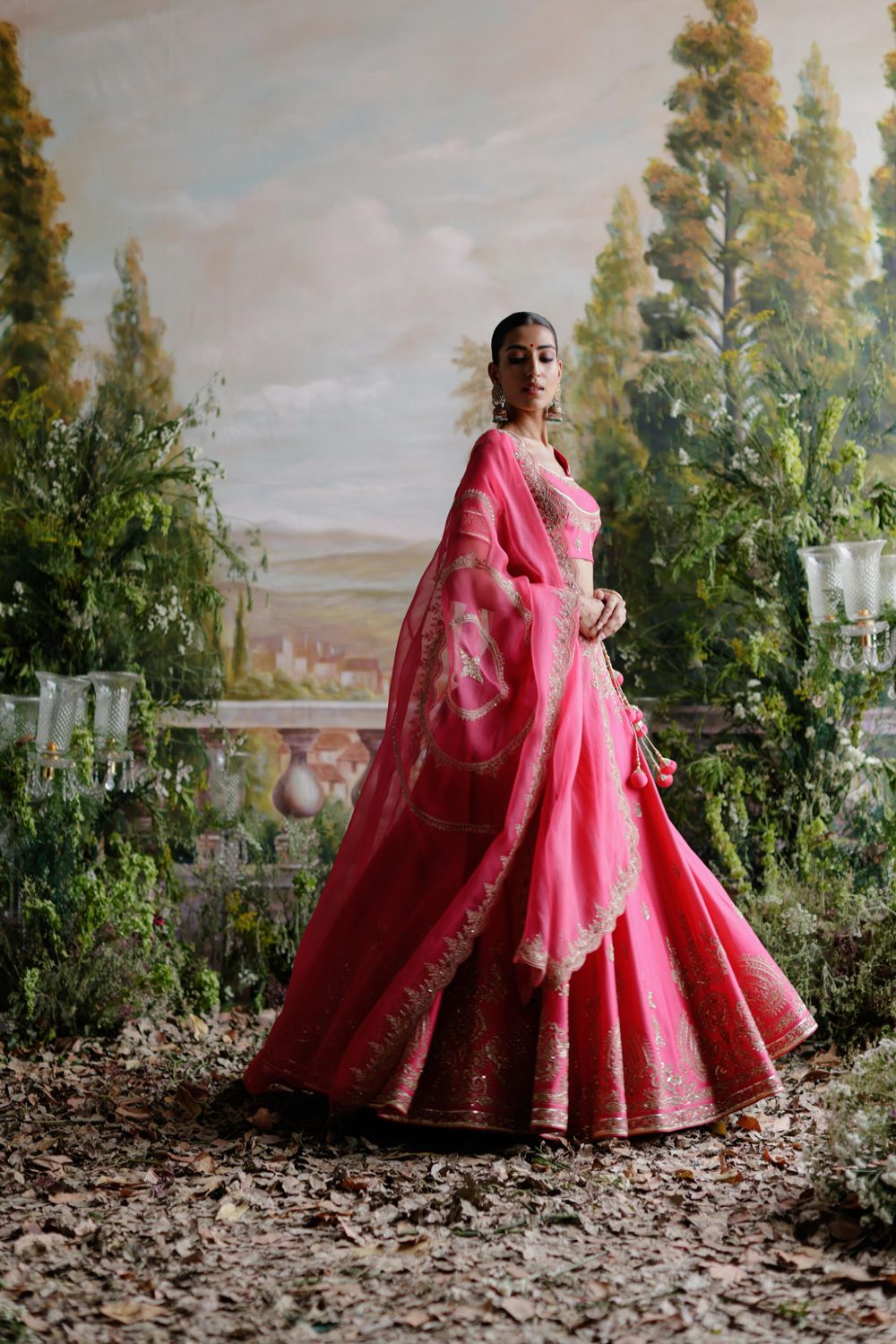 Pink Chanderi Lehenga Set - Auraya Fashion 