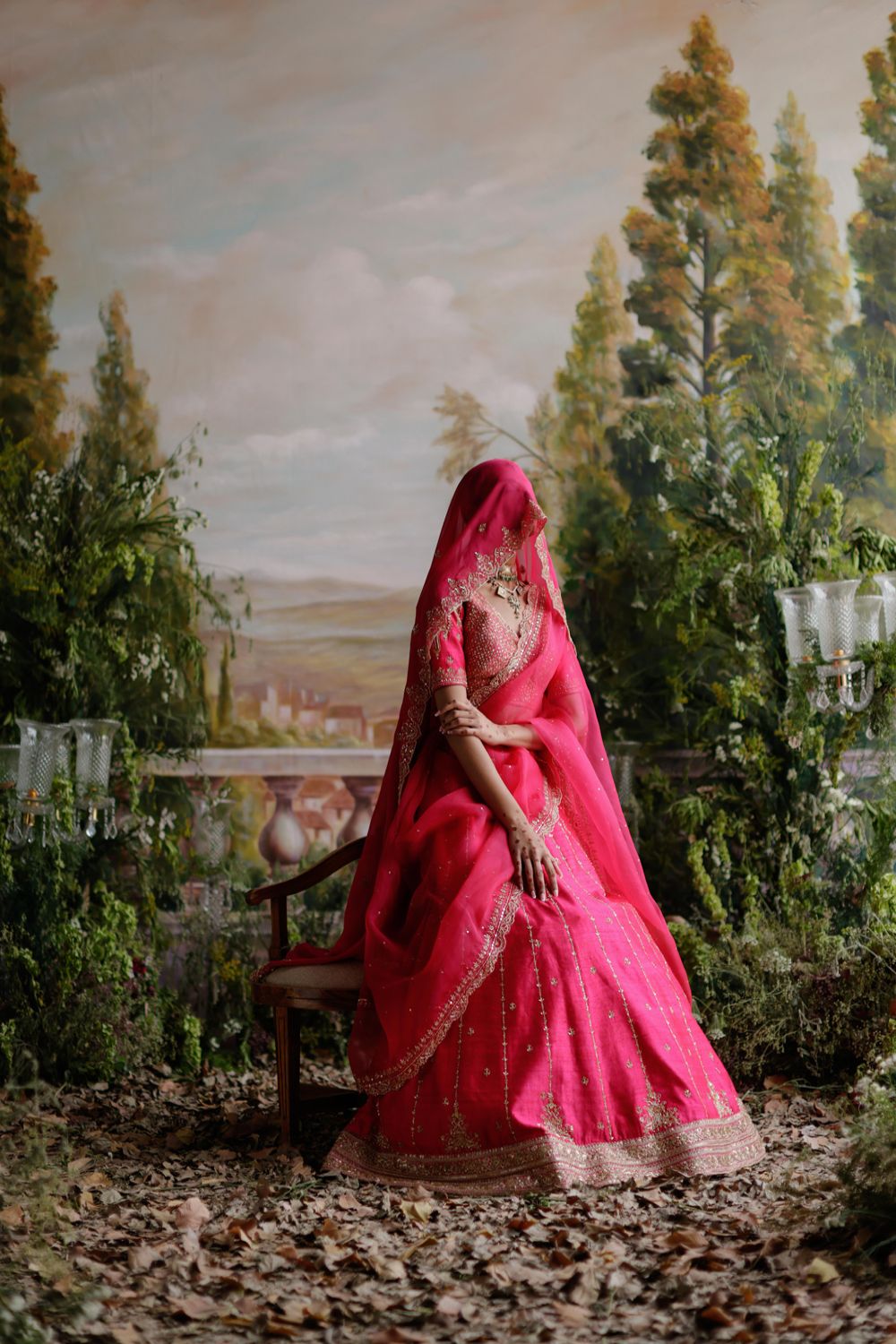 Hot Pink Raw Silk Lehenga Set - Auraya Fashion 