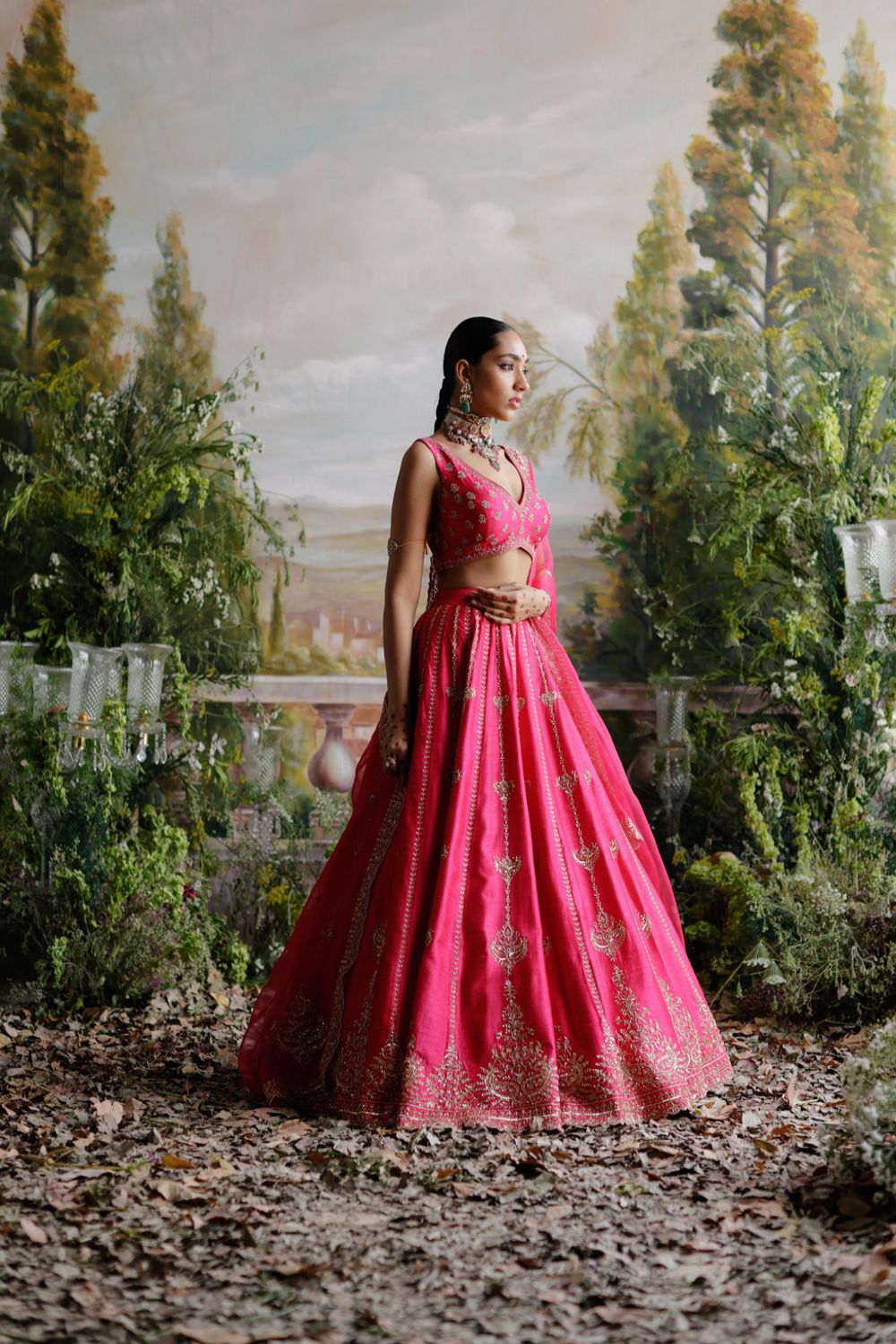 Hot Pink Lehenga Set - Auraya Fashion 