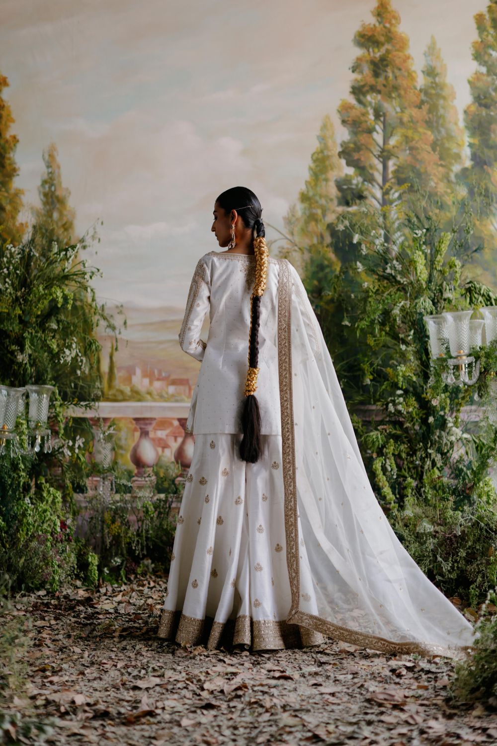 Ivory Sharara Set - Auraya Fashion 