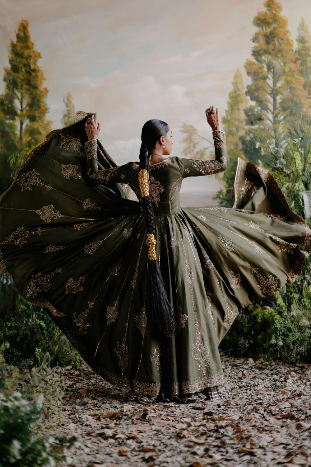 Olive Green Jacket Set - Auraya Fashion 