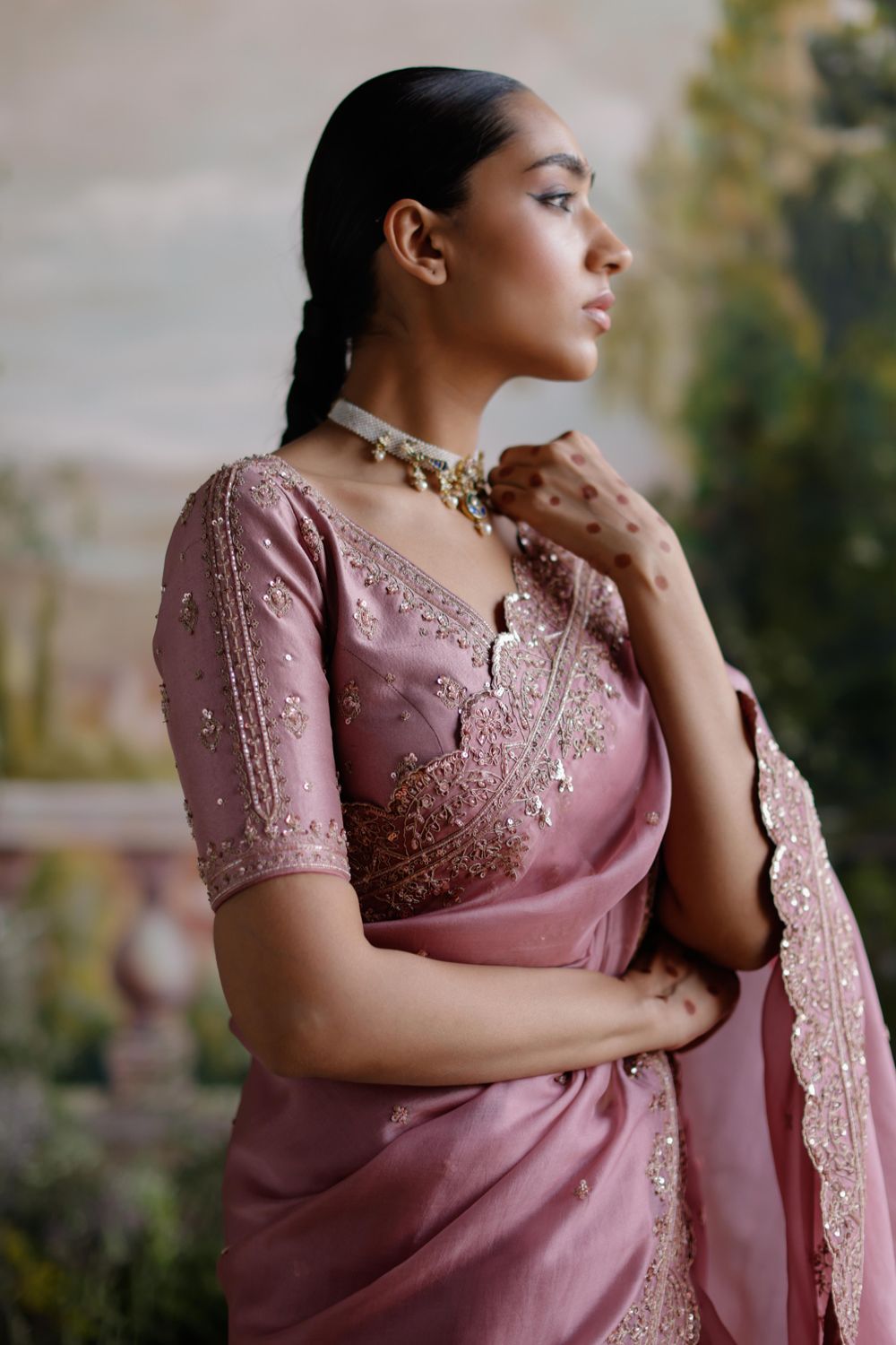 Lilac Saree Set - Auraya Fashion 