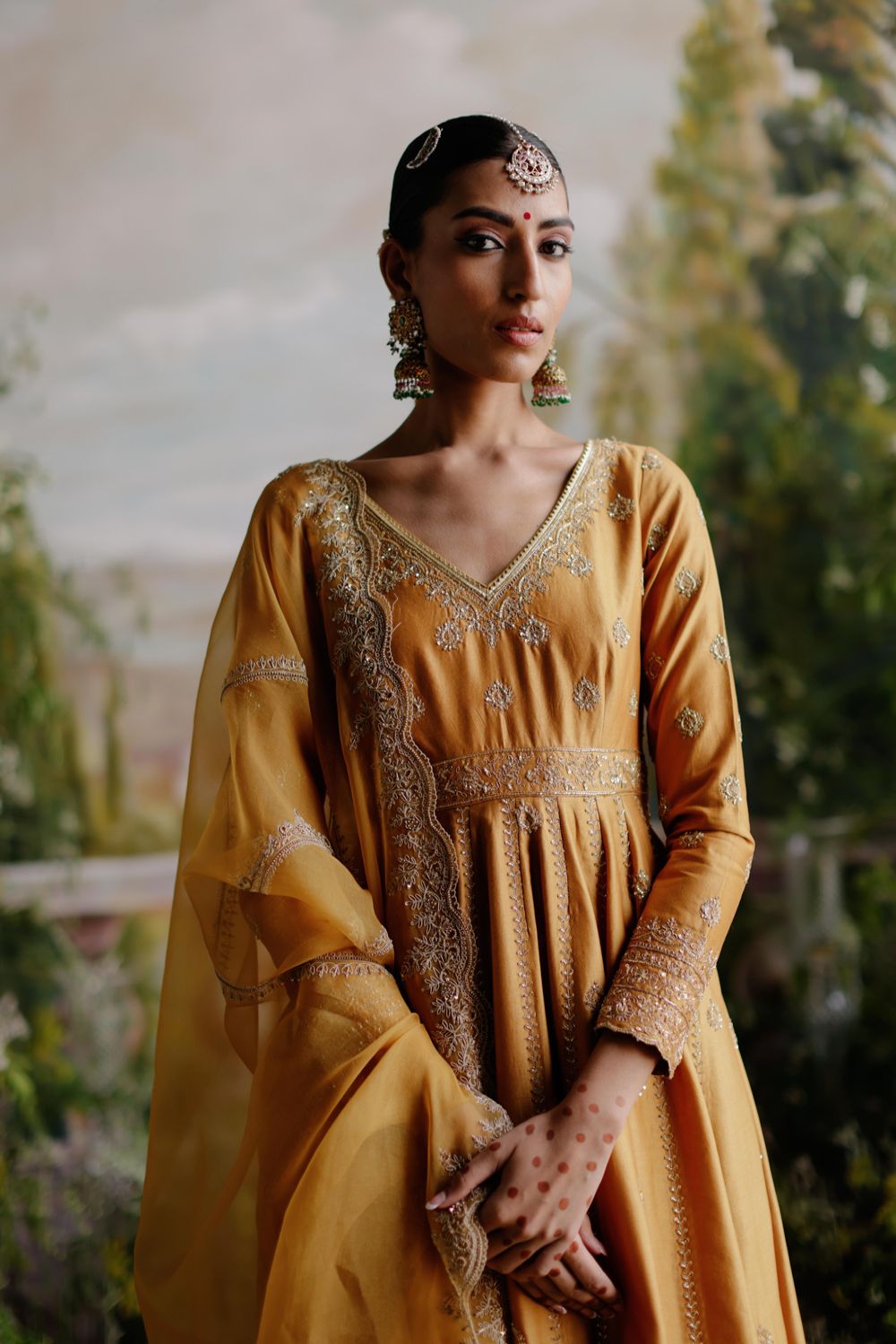 Tusacany Mustard Anarkali Set