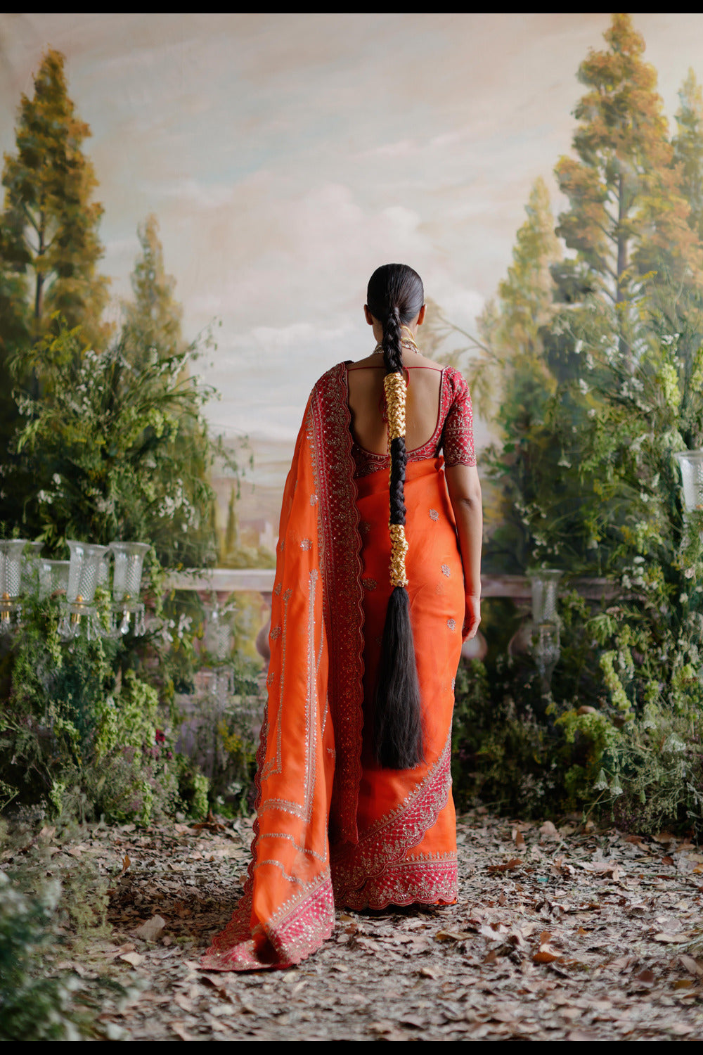 Orange Saree Set - Auraya Fashion 