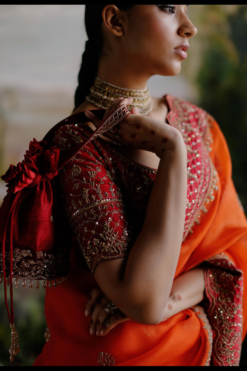 Orange Saree Set - Auraya Fashion 