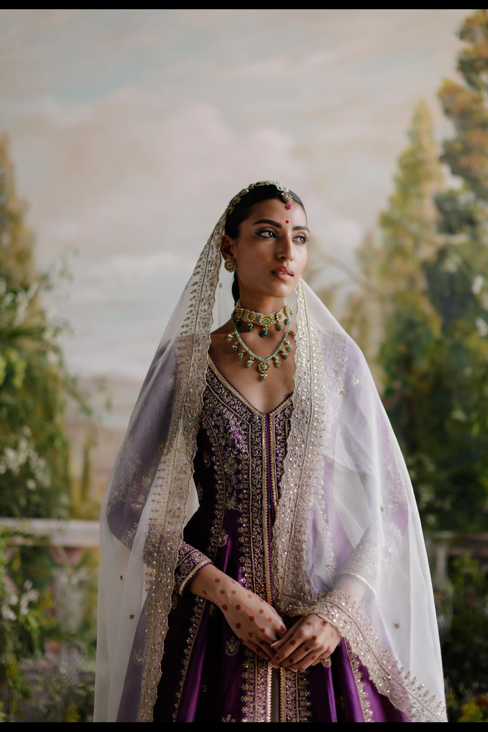 Purple Jacket With Ivory Lehenga - Auraya Fashion 