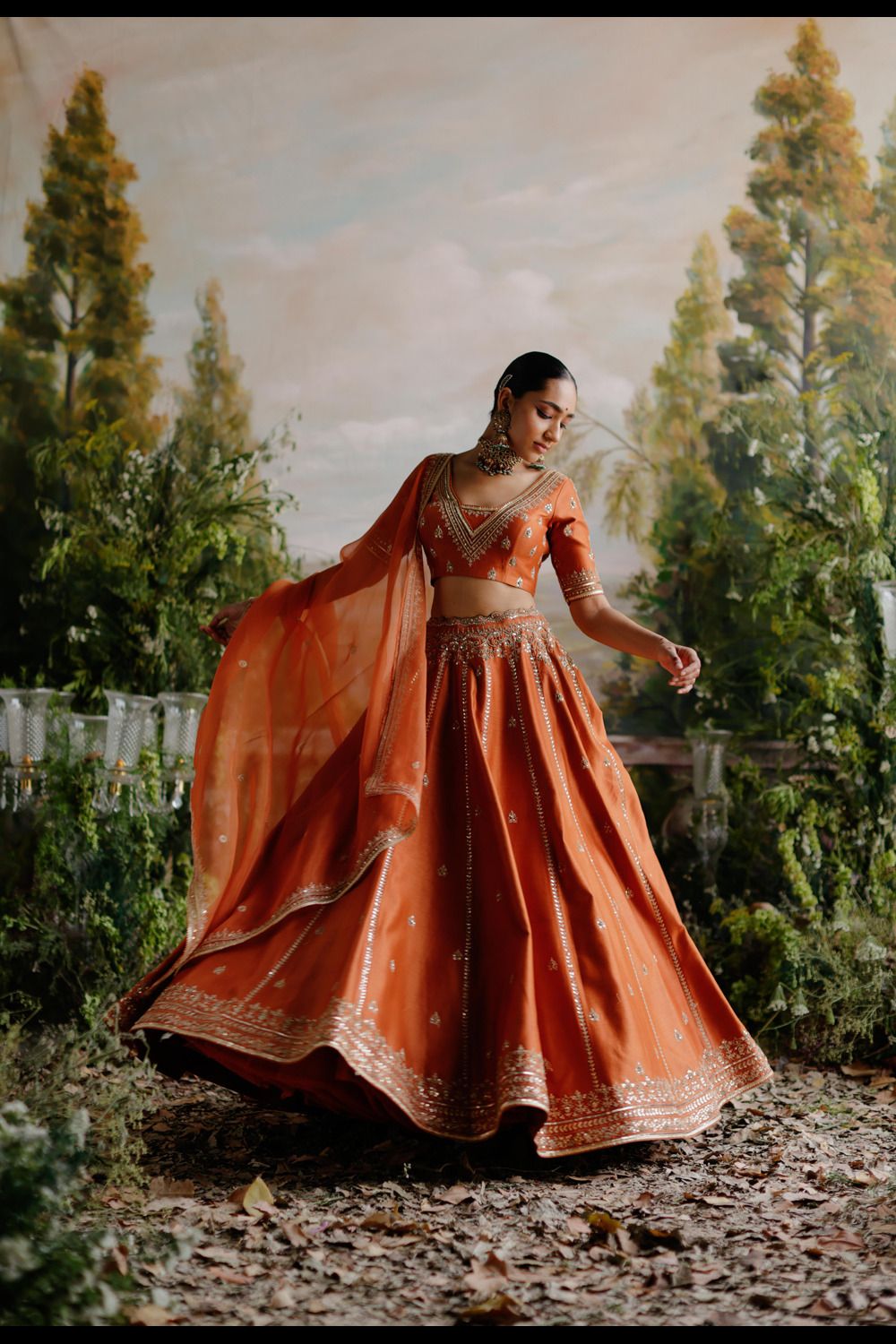 Rust Orange Lehenga Set - Auraya Fashion - Jigar Mali - 