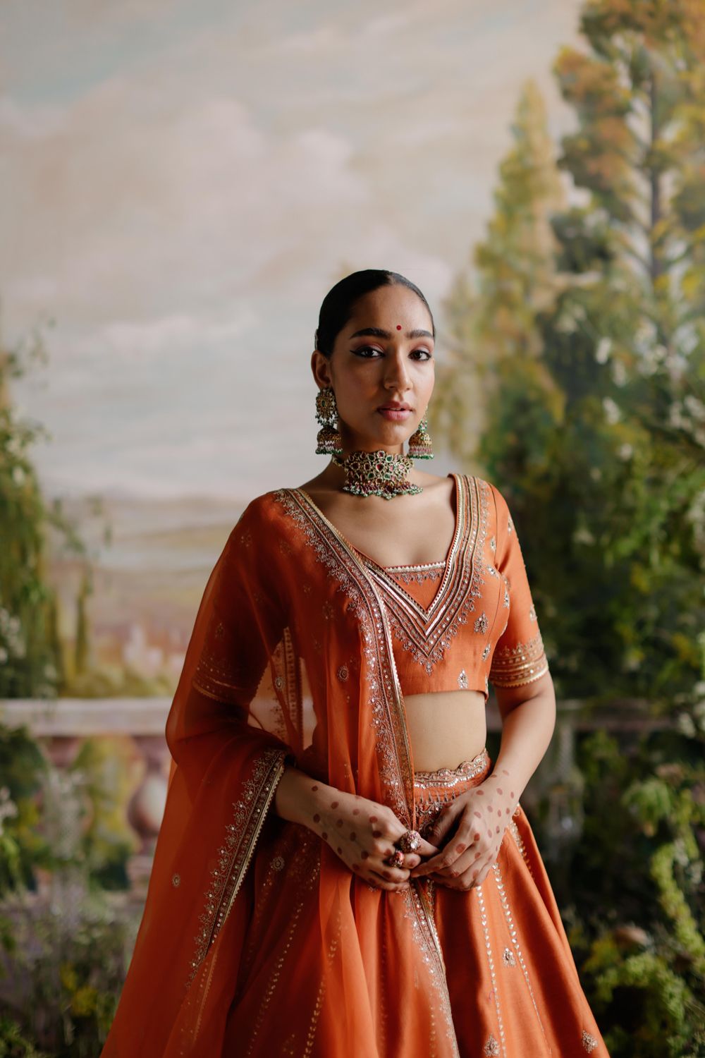 Rust Orange Lehenga Set - Auraya Fashion 