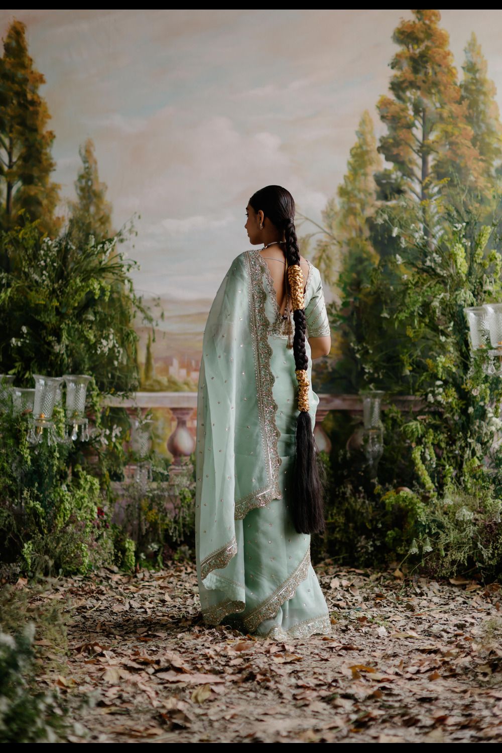 Sage Green Saree Set - Auraya Fashion 