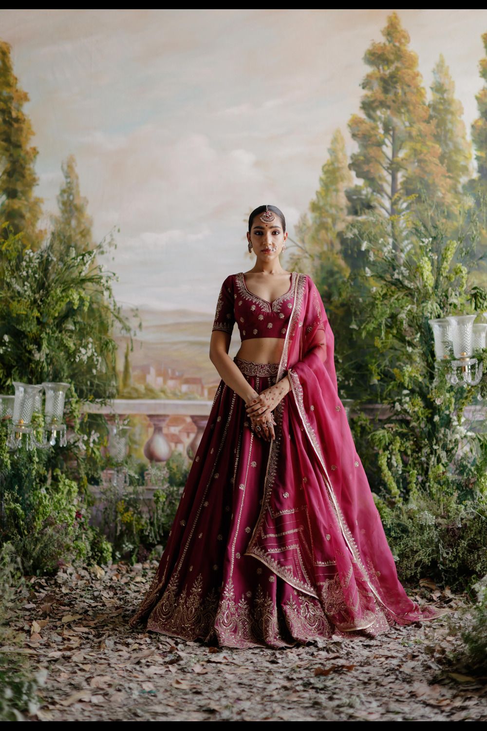 Burgundy Lehenga Set - Auraya Fashion - Jigar Mali - 