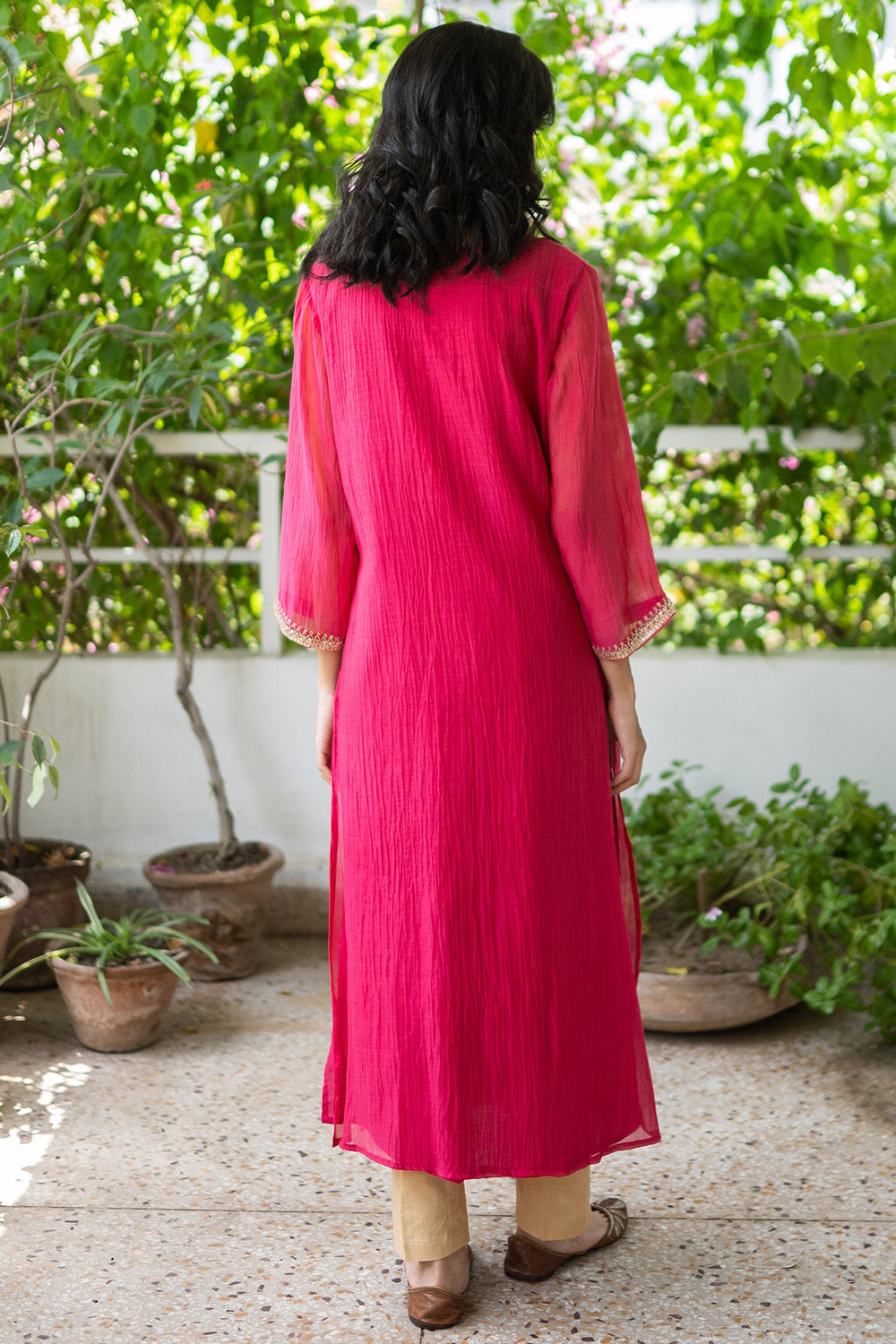 Zardosi Embroidered Hot Pink Kurta Set