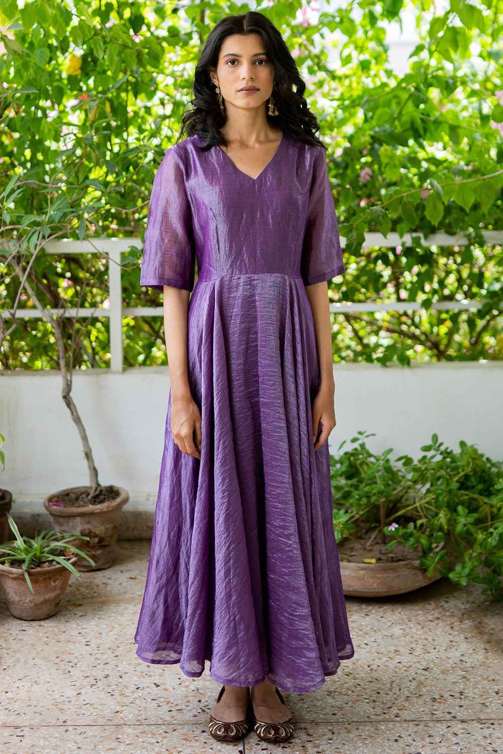 Banarasi Zari Dress In Purple