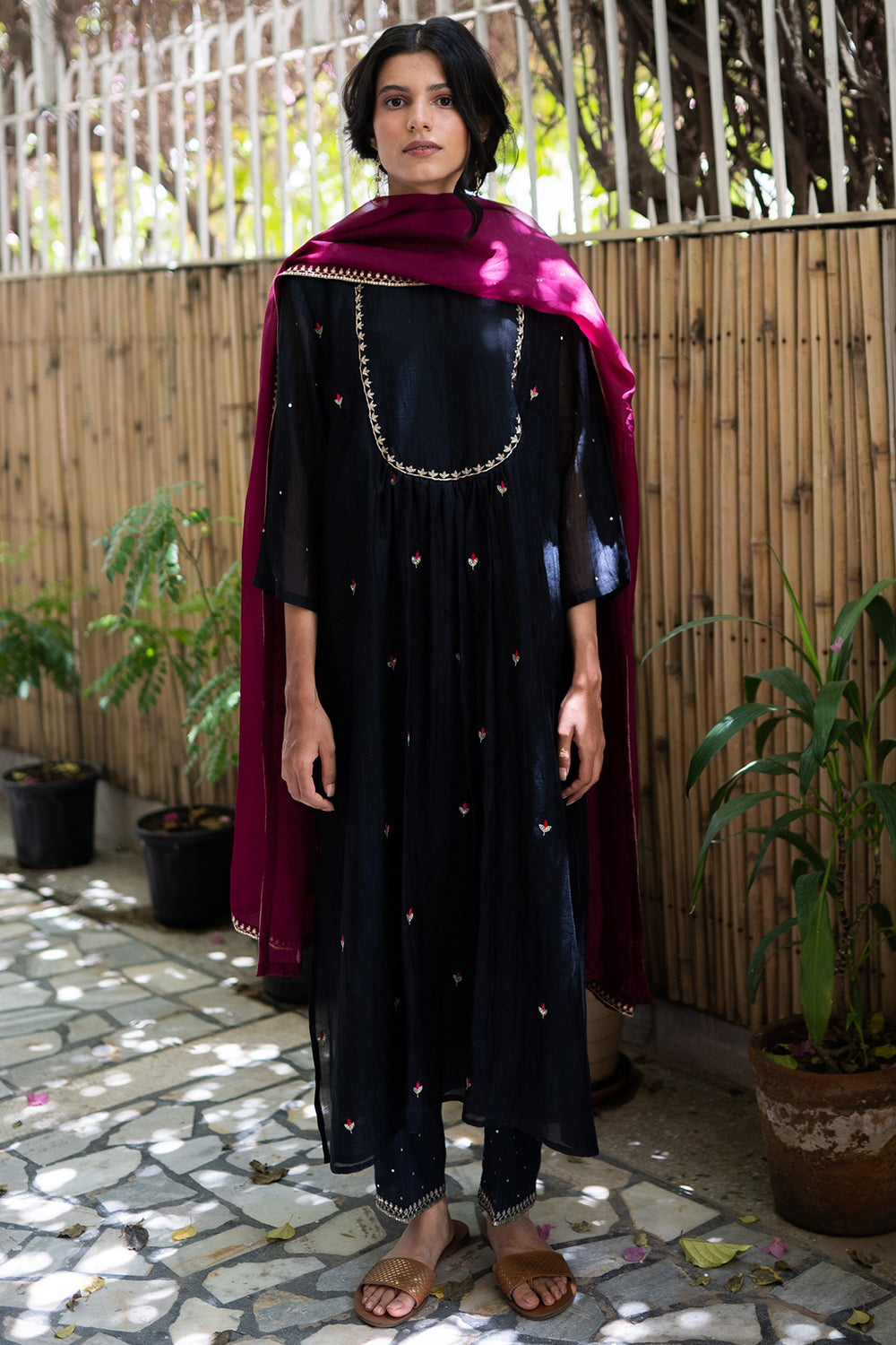 Embroidered Black Kurta Set