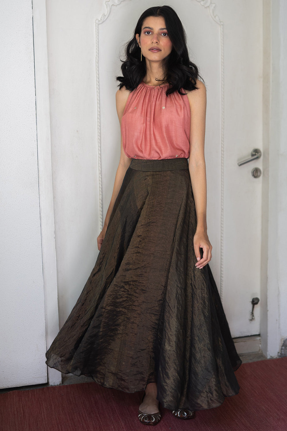 Handwoven Skirt In Brown