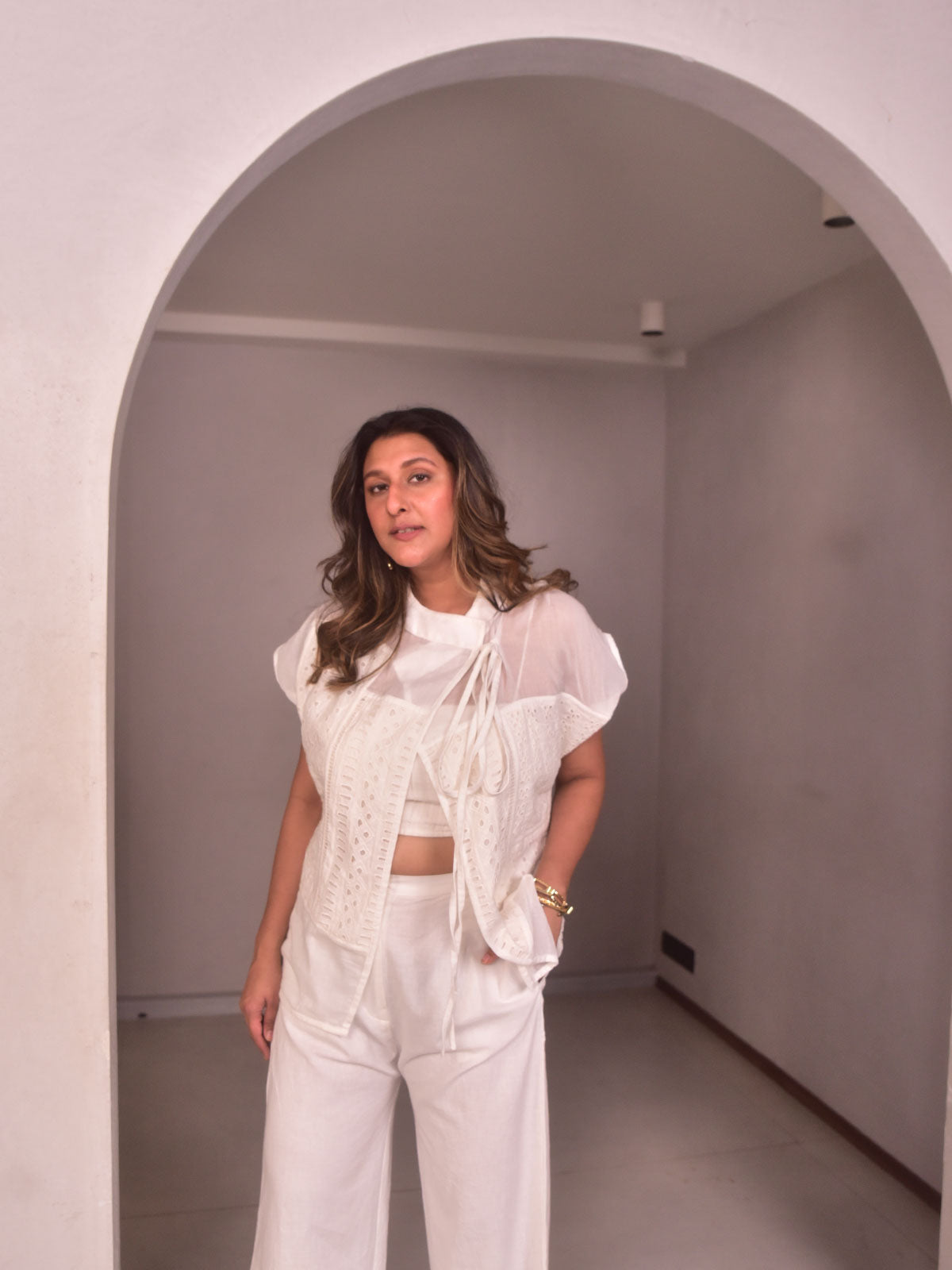 Embroidered Patch Top - White