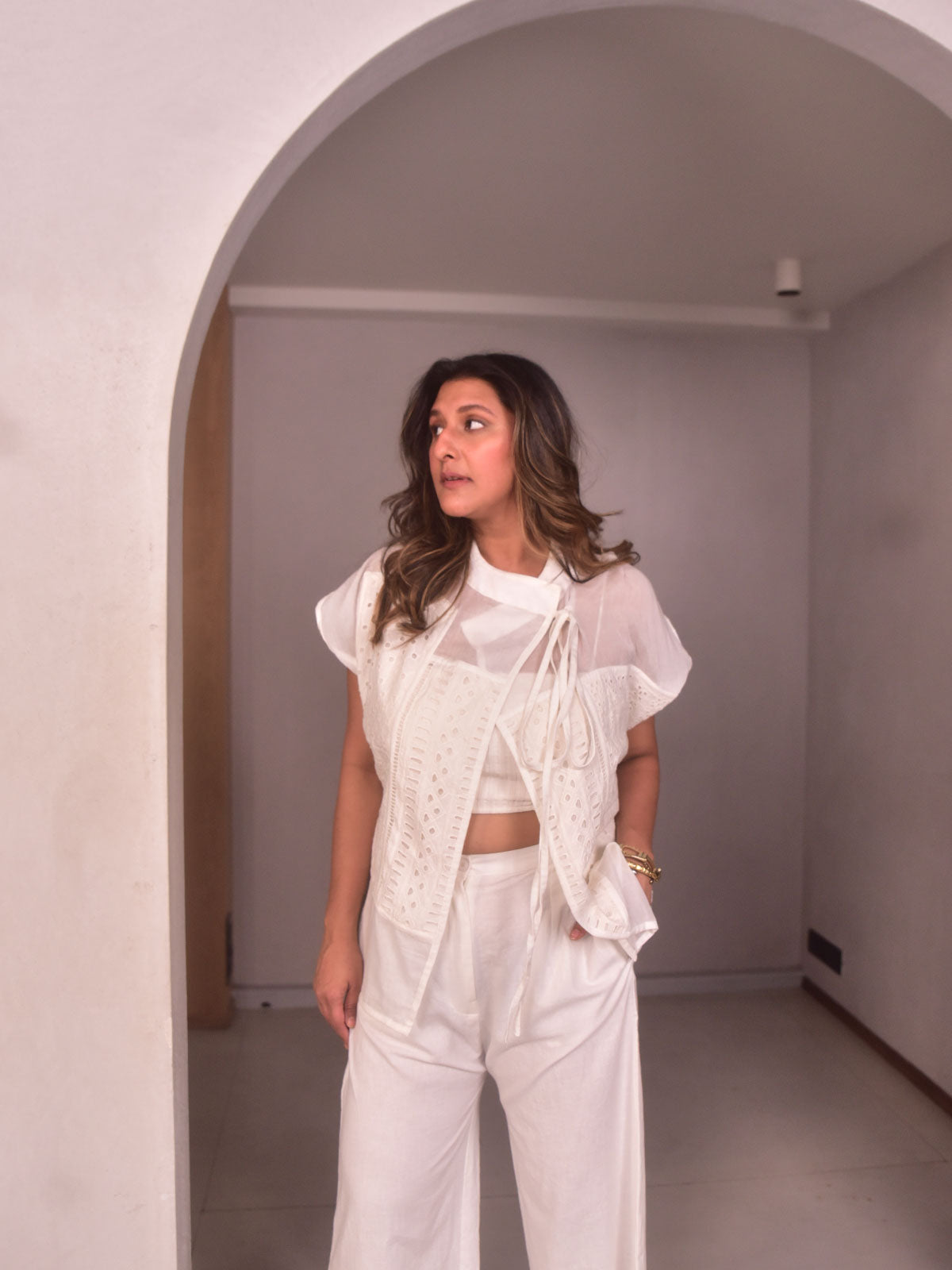 Embroidered Patch Top - White