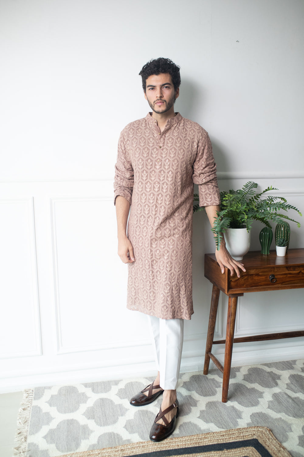 Rose Taupe Kurta Set - Auraya Fashion - Contrast By Parth - #tag1# - #tag2# - #tag3# - #tag3#