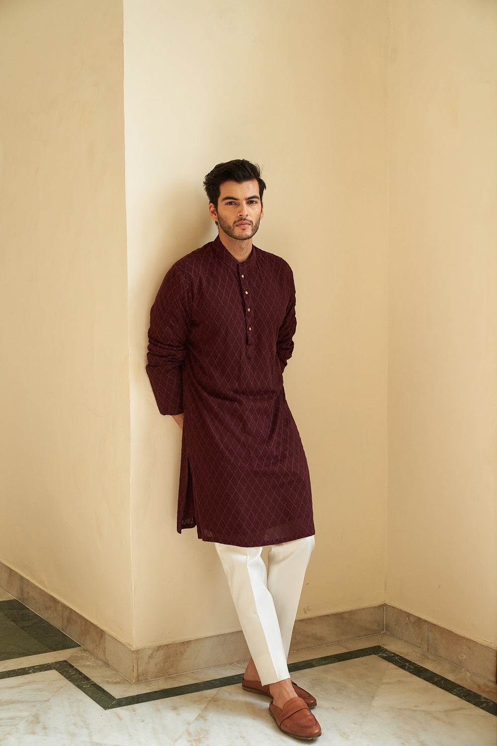 Ox Blood Kurta Set - Auraya Fashion - Contrast By Parth - #tag1# - #tag2# - #tag3# - #tag3#