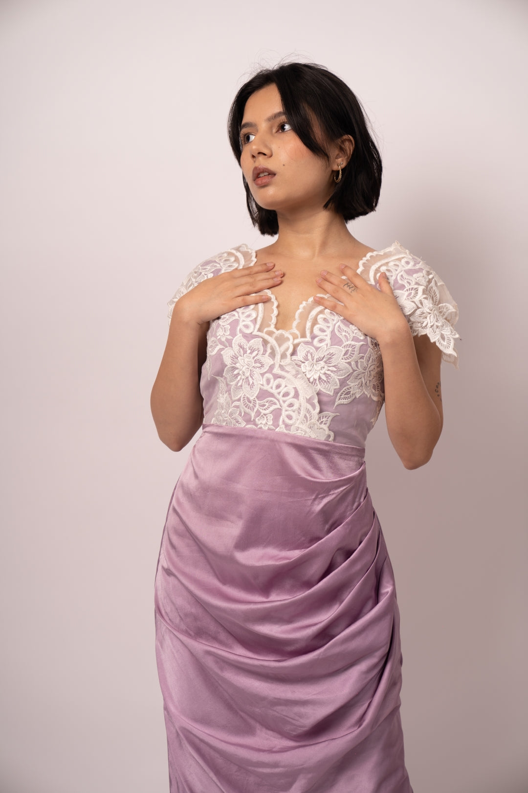 Regency Socialite Lace Net Top and Satin Skirt Set - Royal Occasion Wear