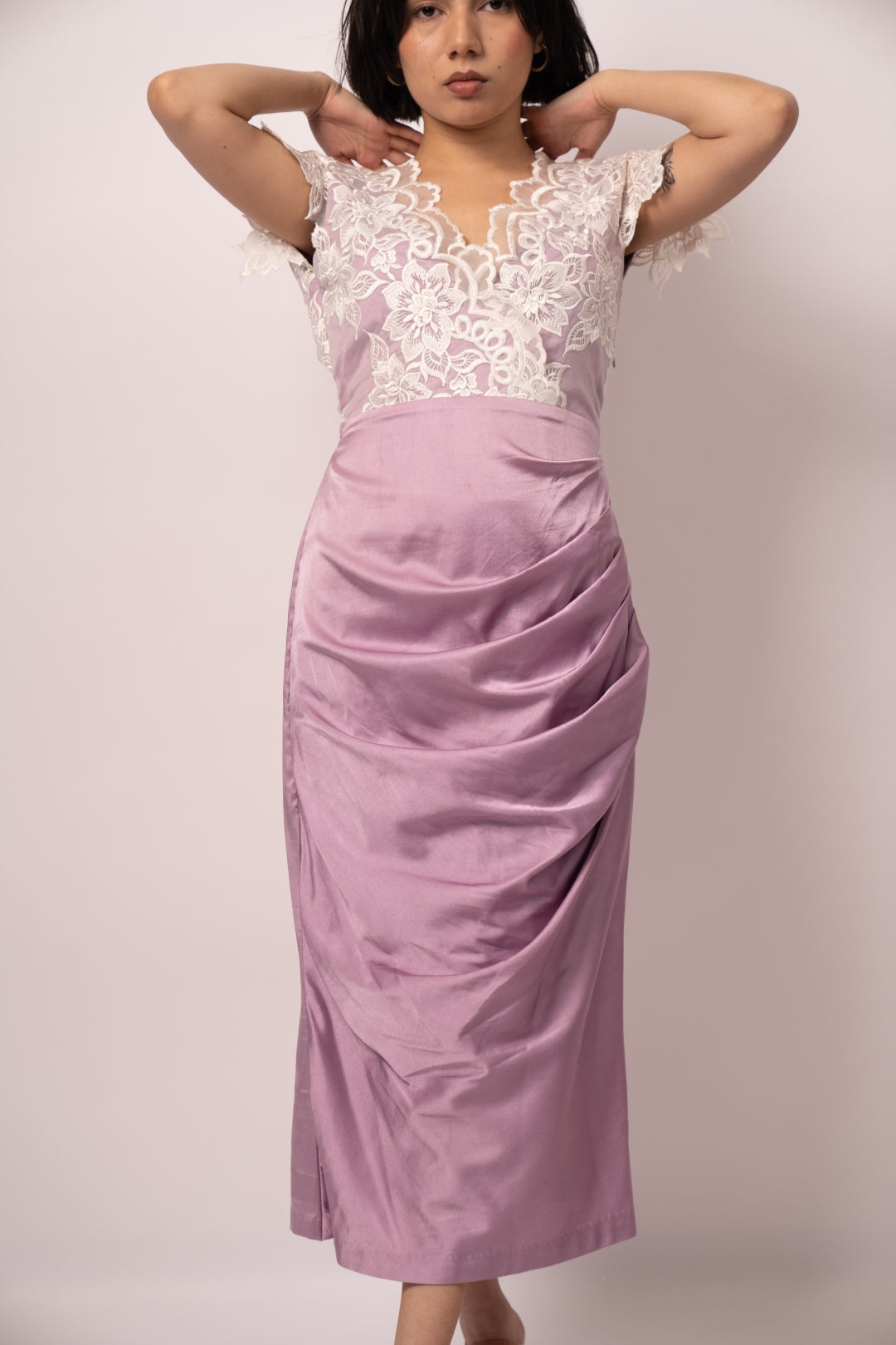 Regency Socialite Lace Net Top and Satin Skirt Set - Royal Occasion Wear