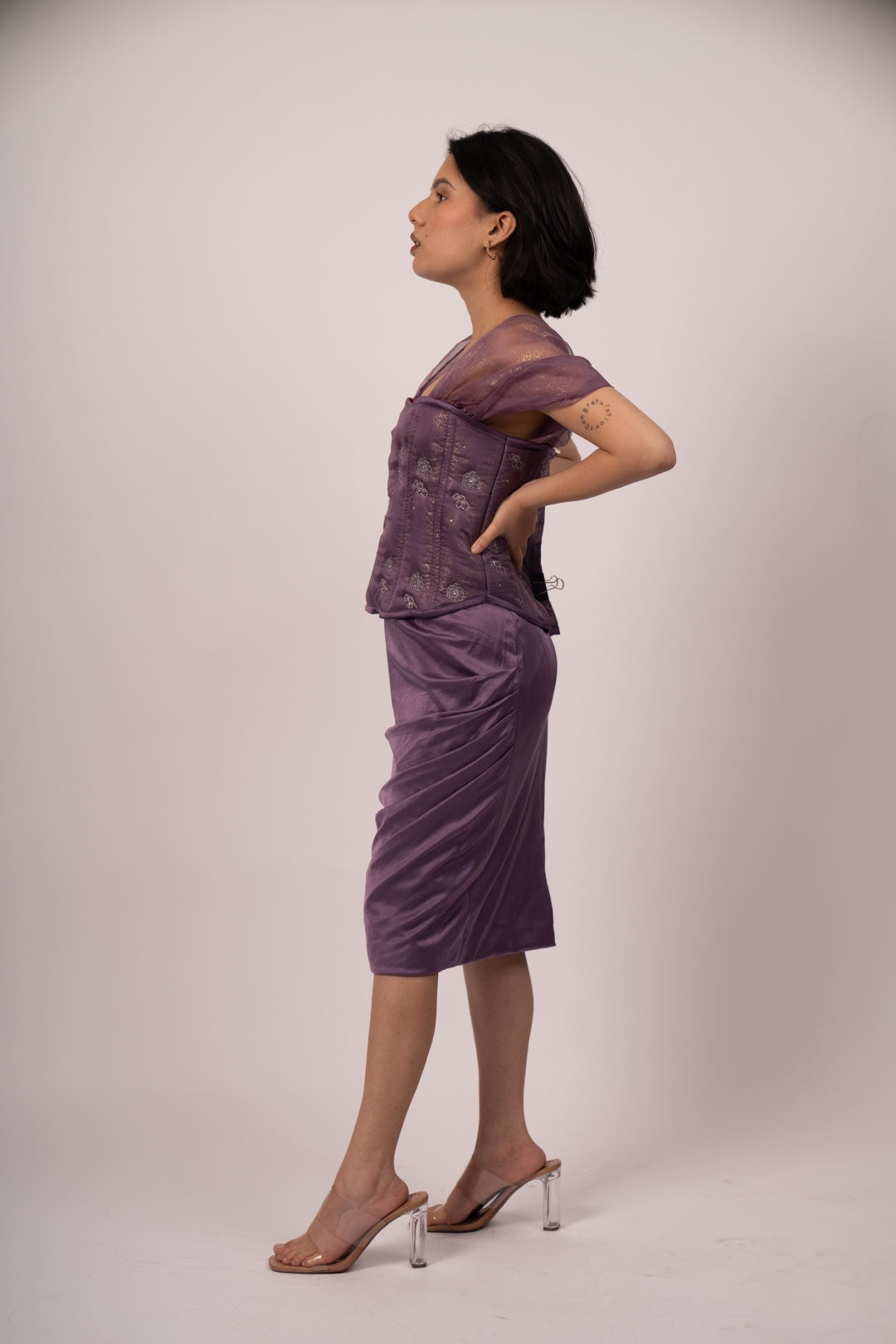 Bodice Bouquet Top in Pure Satin and Organza - Luxury Evening Wear