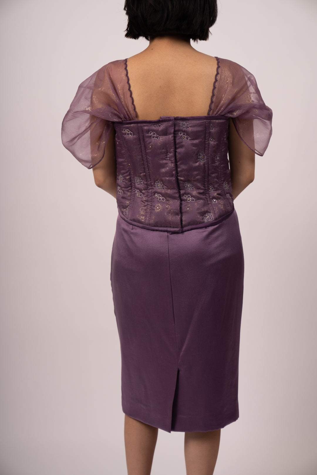 Bodice Bouquet Top in Pure Satin and Organza - Luxury Evening Wear