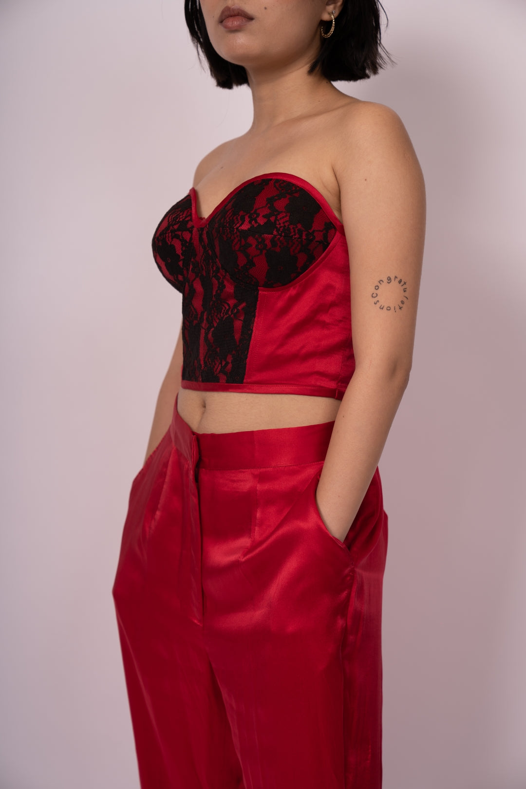 Velvet Frosting Luxury Satin Suit Set with Structured Corset & Jacket