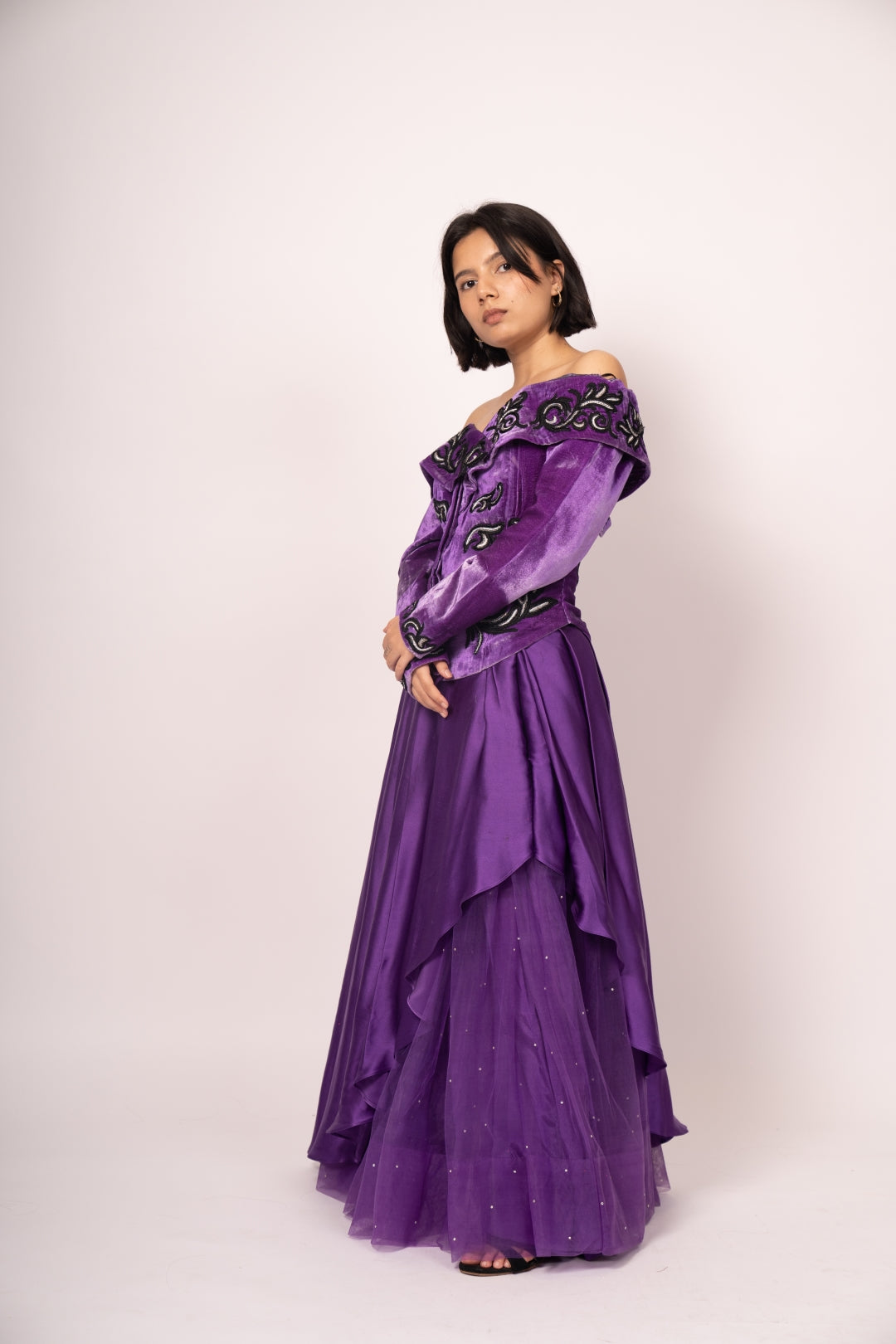 Princess Royale Victorian Style Structured Jacket & Layered Net Skirt