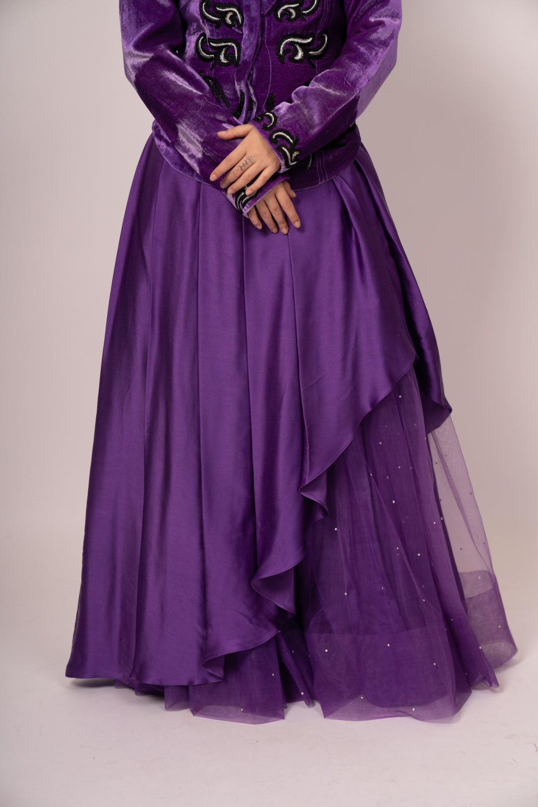 Princess Royale Velvet Corset Gown with Layered Net Skirt