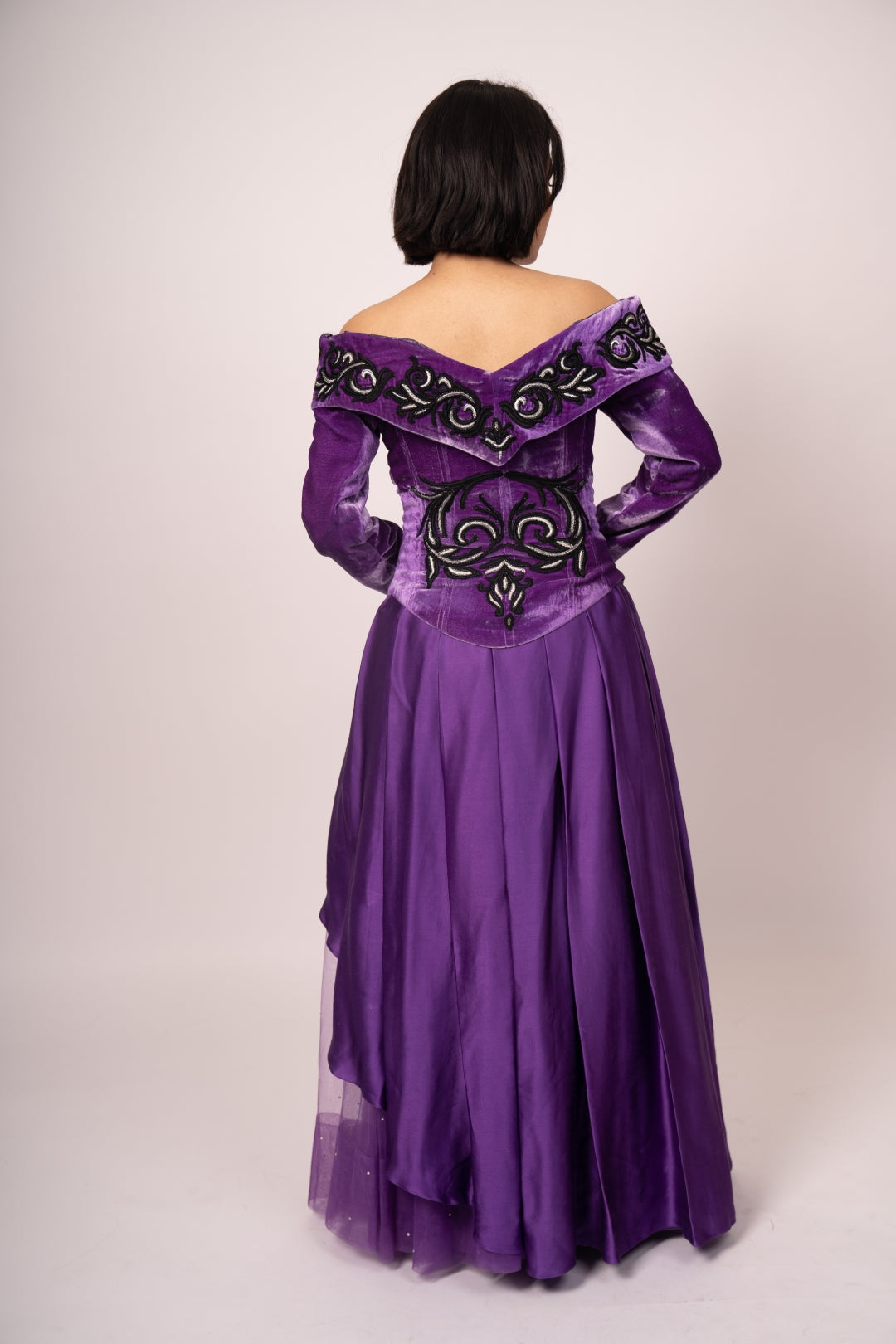 Princess Royale Velvet Corset Gown with Layered Net Skirt