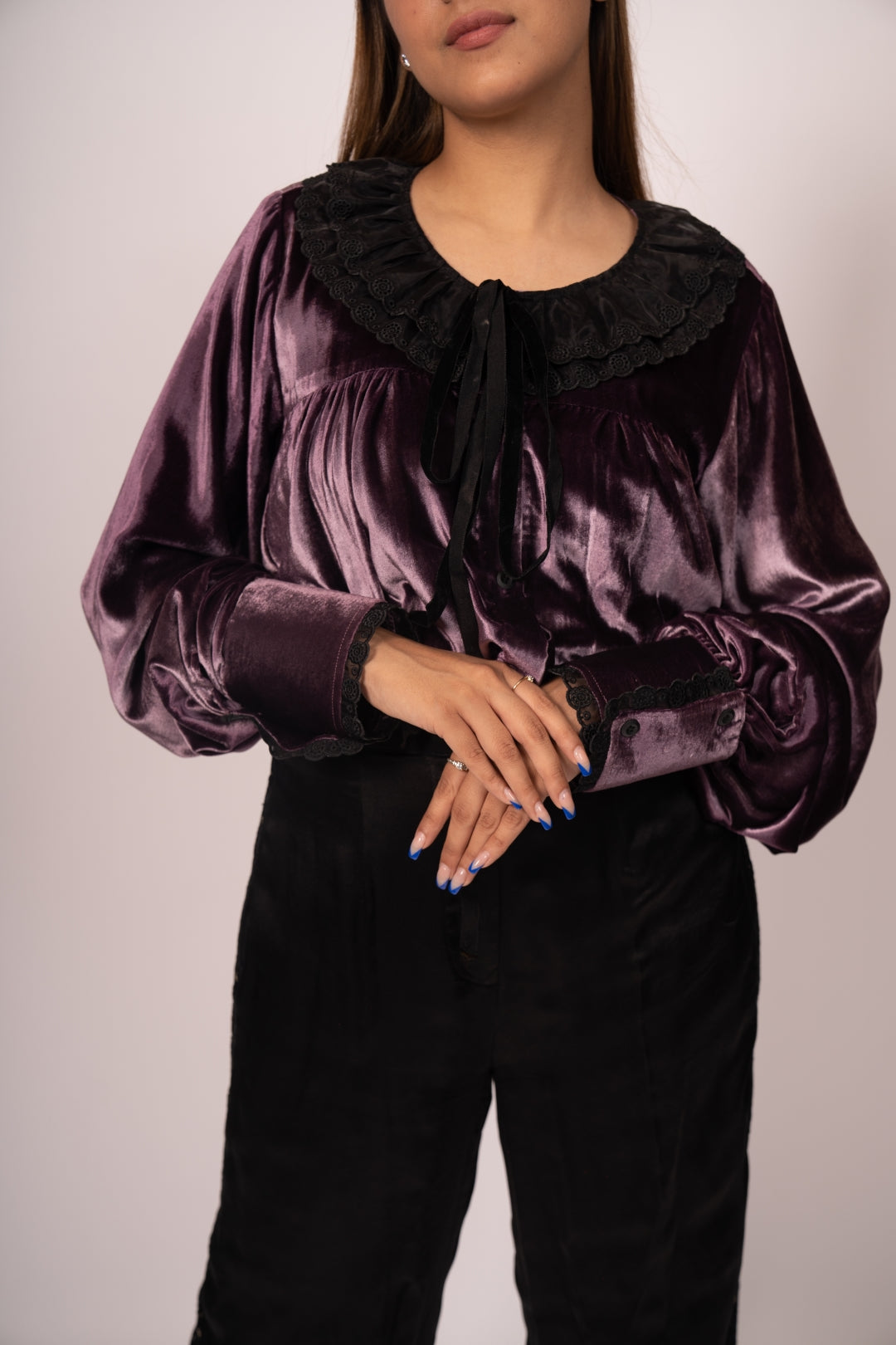 Lady In Love Pure Velvet Co-ord Set with Fluid Satin Trousers