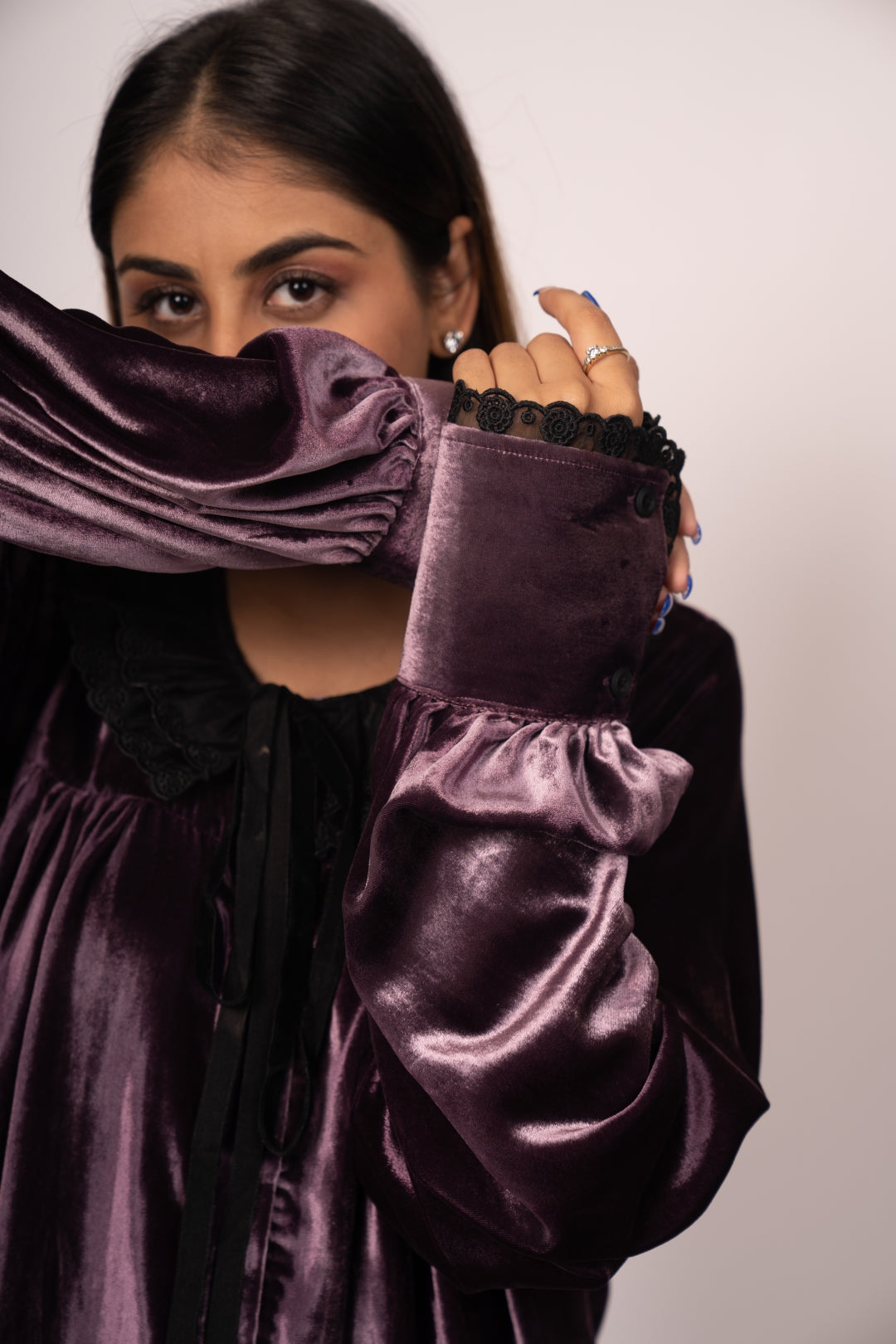 Lady In Love Pure Velvet Co-ord Set with Fluid Satin Trousers