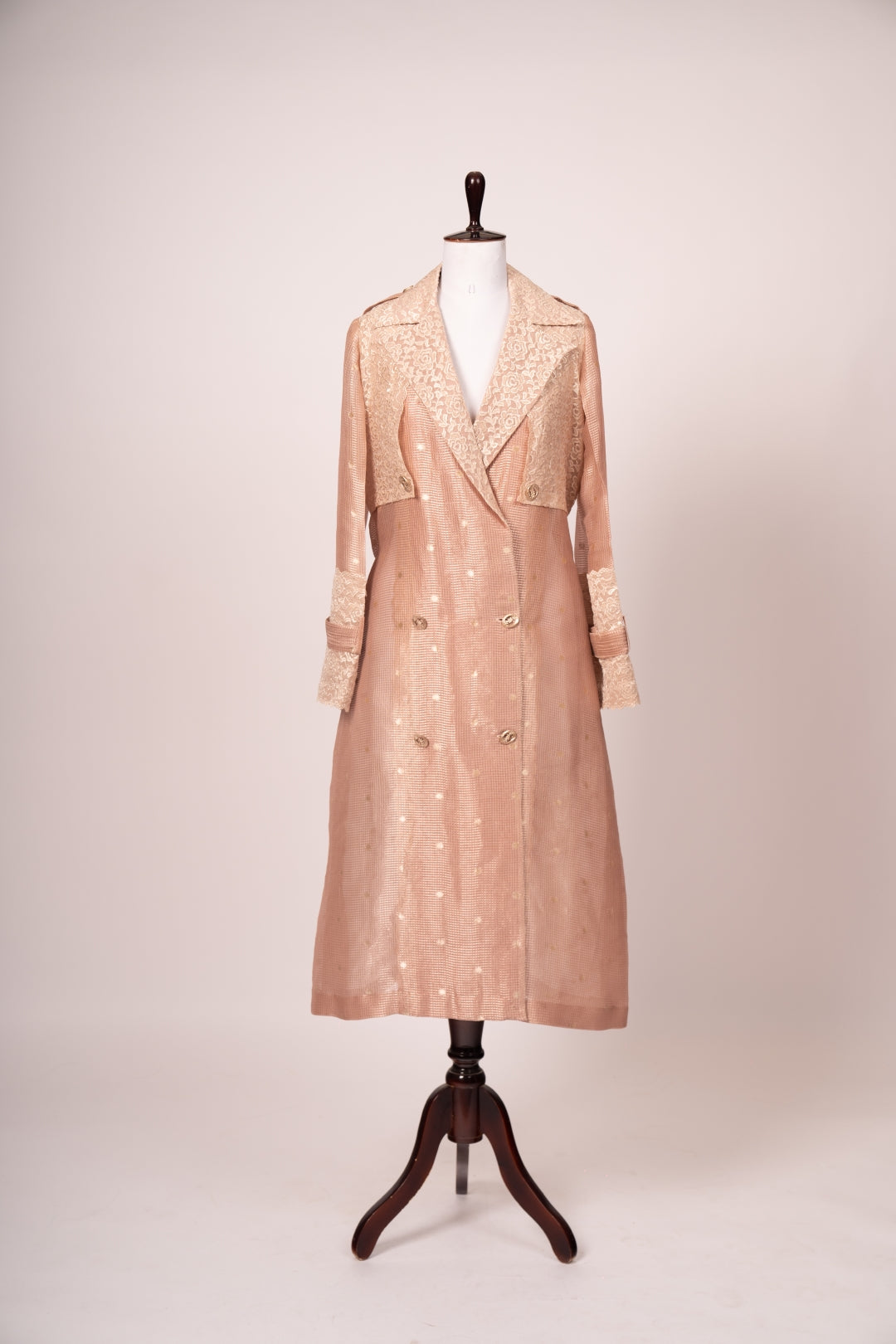 Elegant Nude Net Jacket - Vintage Romantic Layering for Luxury Events