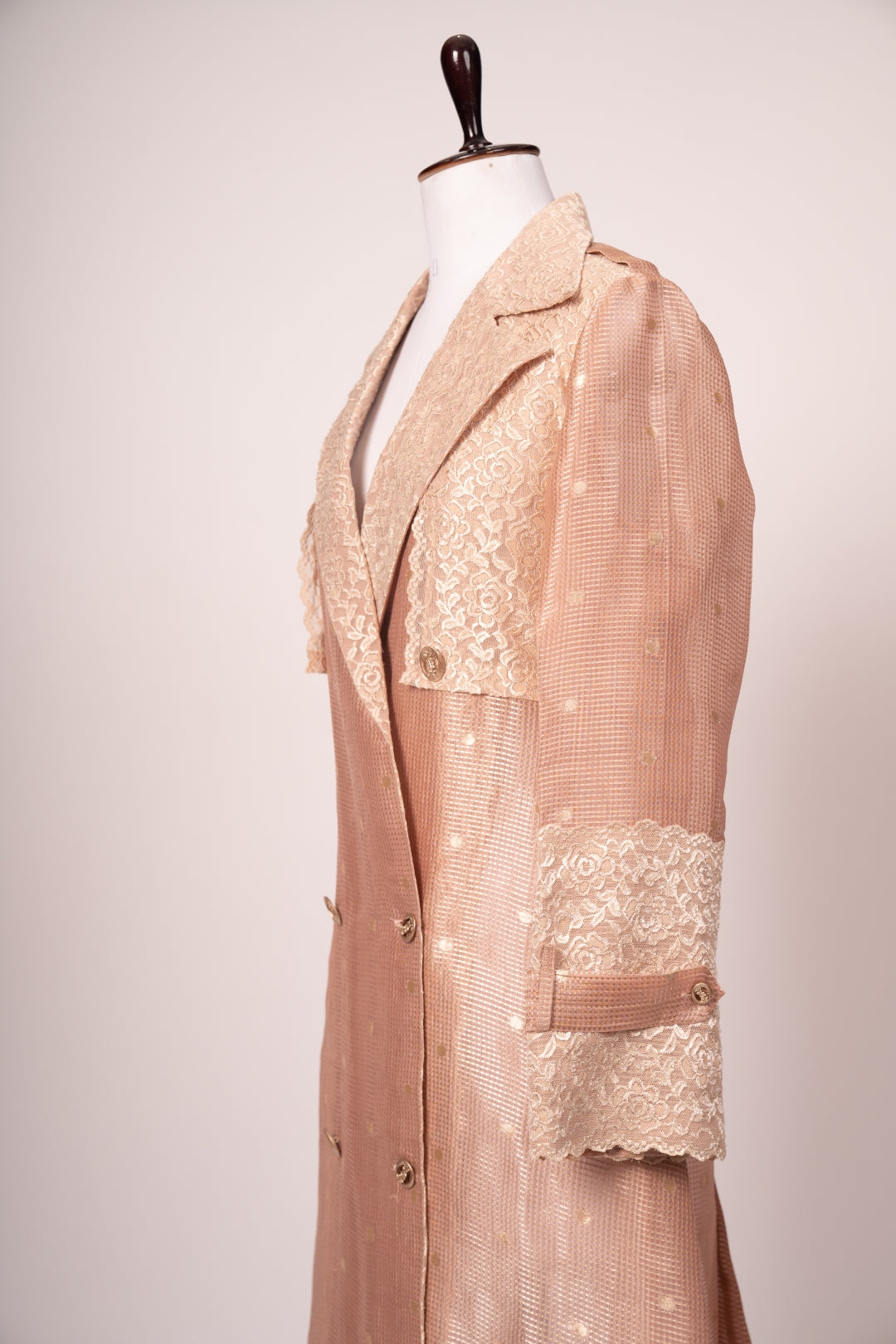 Elegant Nude Net Jacket - Vintage Romantic Layering for Luxury Events