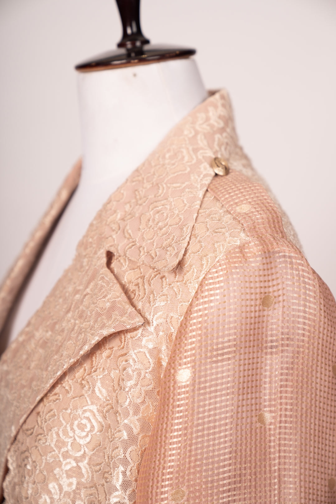 Elegant Nude Net Jacket - Vintage Romantic Layering for Luxury Events