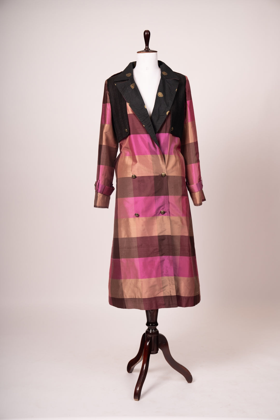 Luxury Raw Silk Checked Jacket – Victorian Inspired Couture