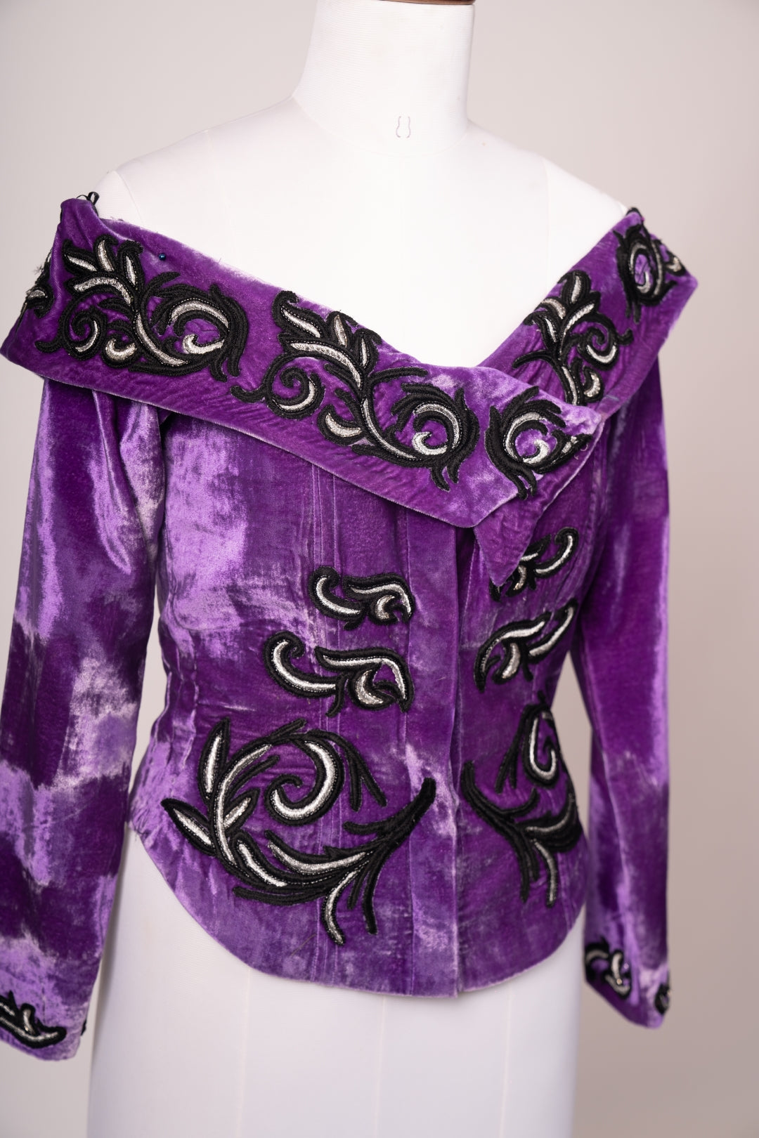 Princess Royale Structured Velvet Corset Jacket with Layered Skirt
