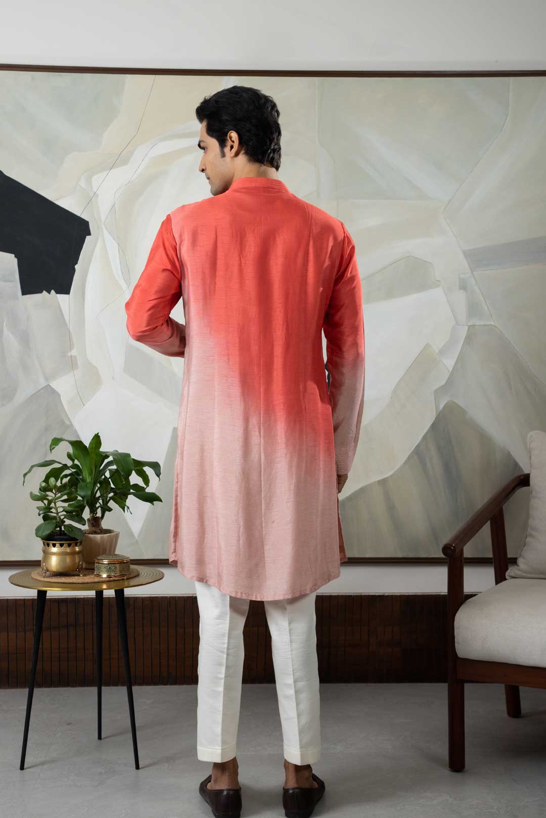 Coral ombre kurta set