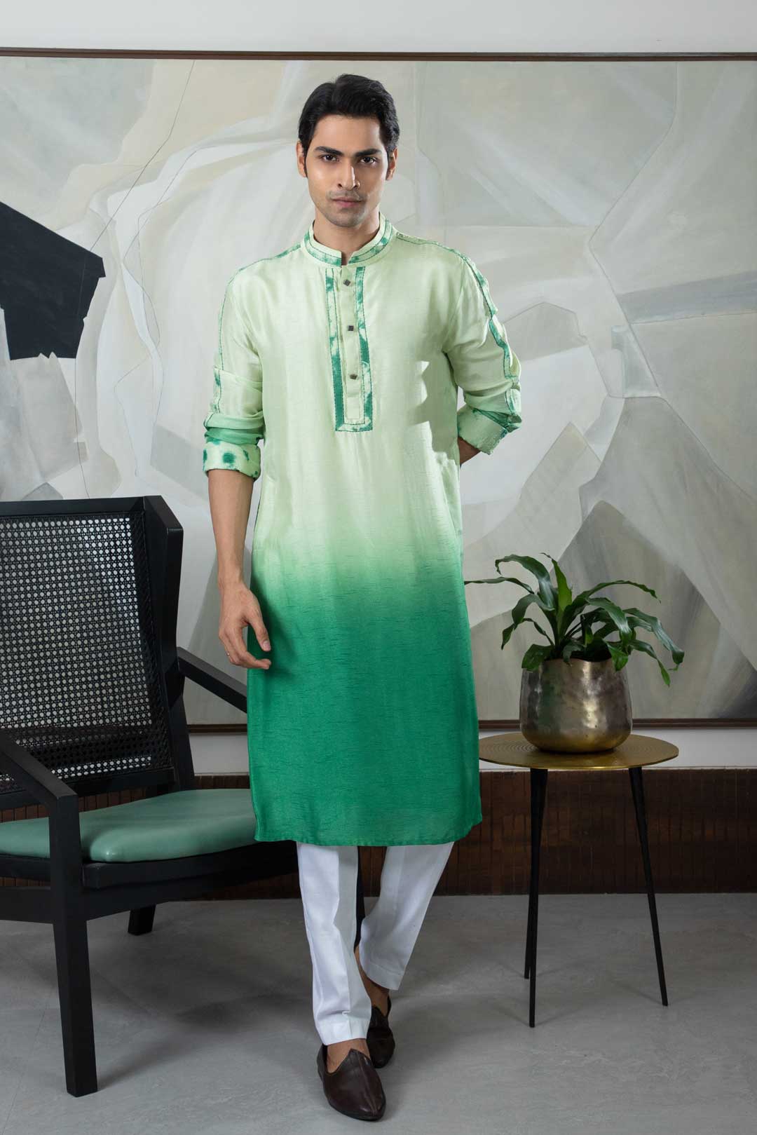Tie dye green kurta set