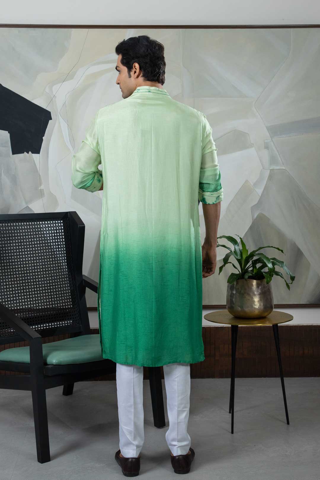 Tie dye green kurta set