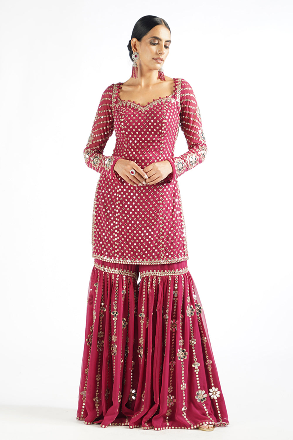 Mellow Wine Sharara Set