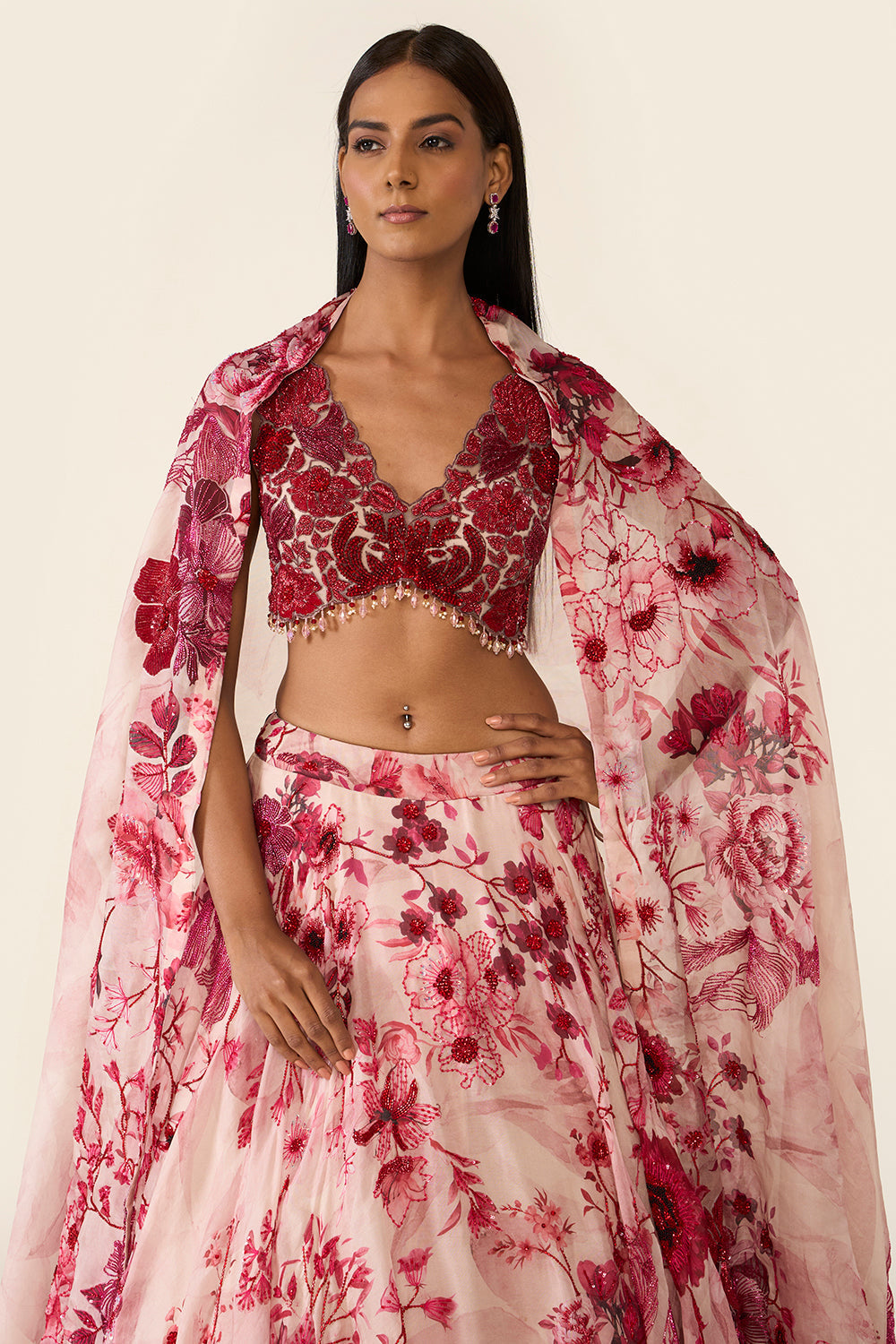 Pink Printed Lehenga Set