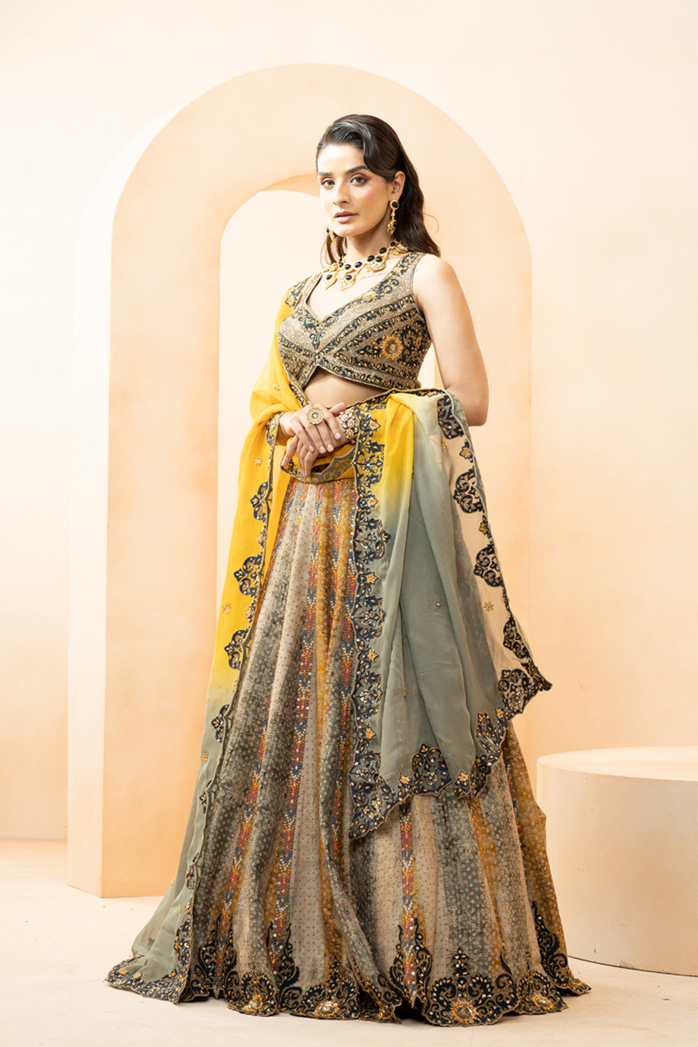 Sunheri Lehenga - Auraya Fashion -  - #tag1# - #tag2# - #tag3# - #tag3#