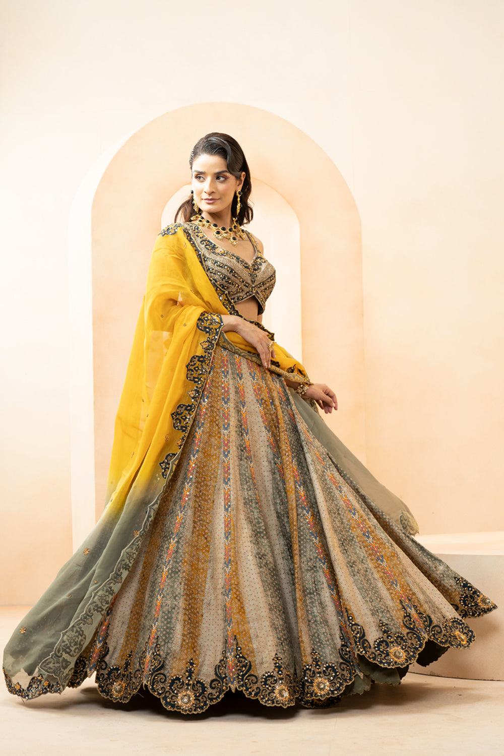 Sunheri Lehenga - Auraya Fashion -  - #tag1# - #tag2# - #tag3# - #tag3#