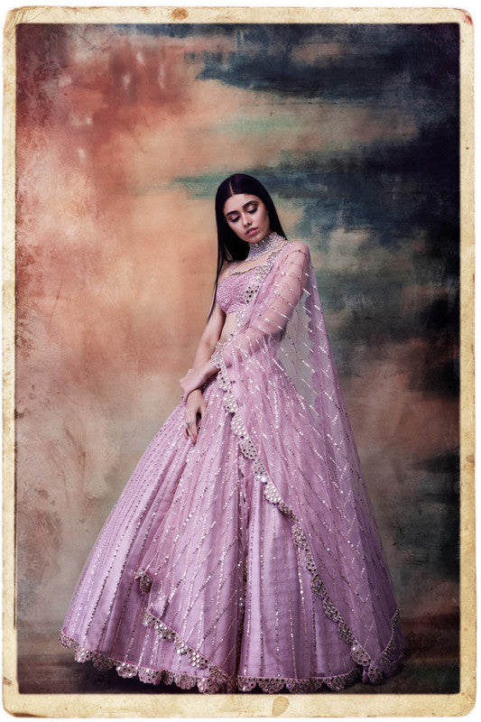 Image of Powder pink lehenga set