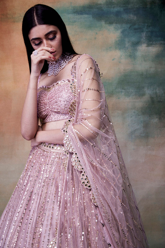 Image of Powder pink lehenga set