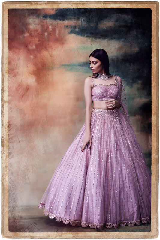 Image of Powder pink lehenga set